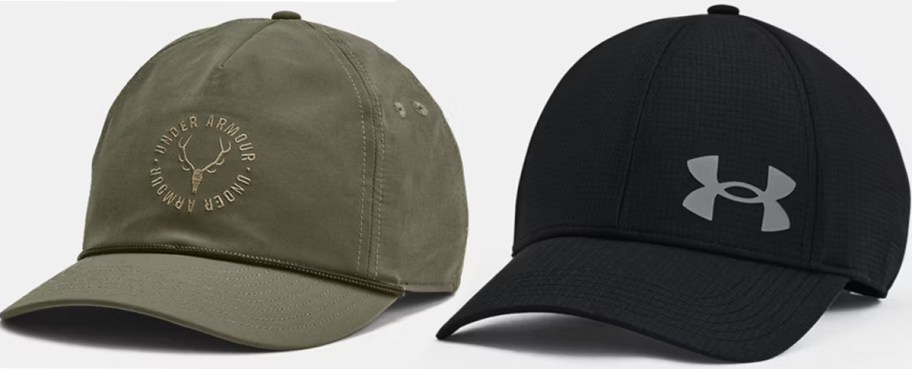green and black under armour hats 