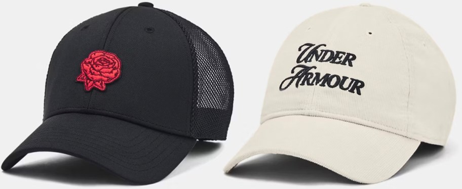 black and white under armour hats 