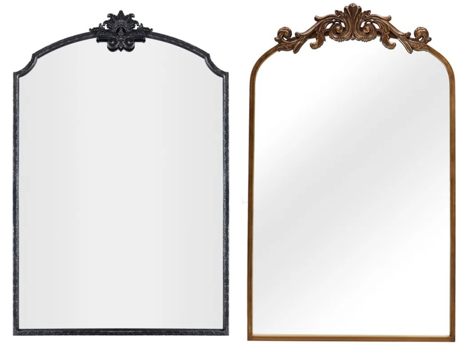 Astoria Grand Arch Vintage Style Metal Flat Wall Mirror and House of Hampton Vintage Carved Arched Mirror w: Metal Frame