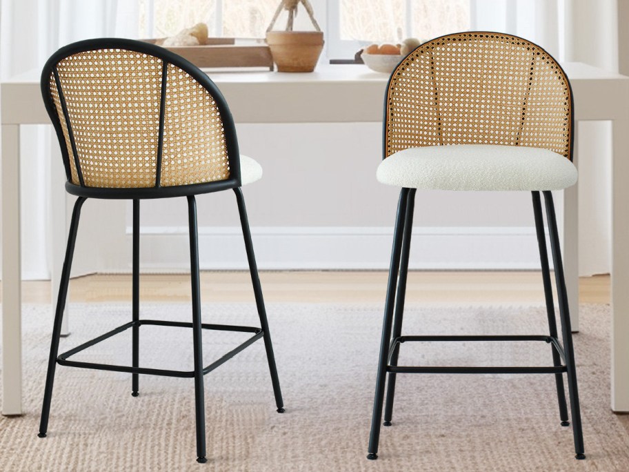 Attalla Upholstered 27'' Rattan Stools 2 Piece Set