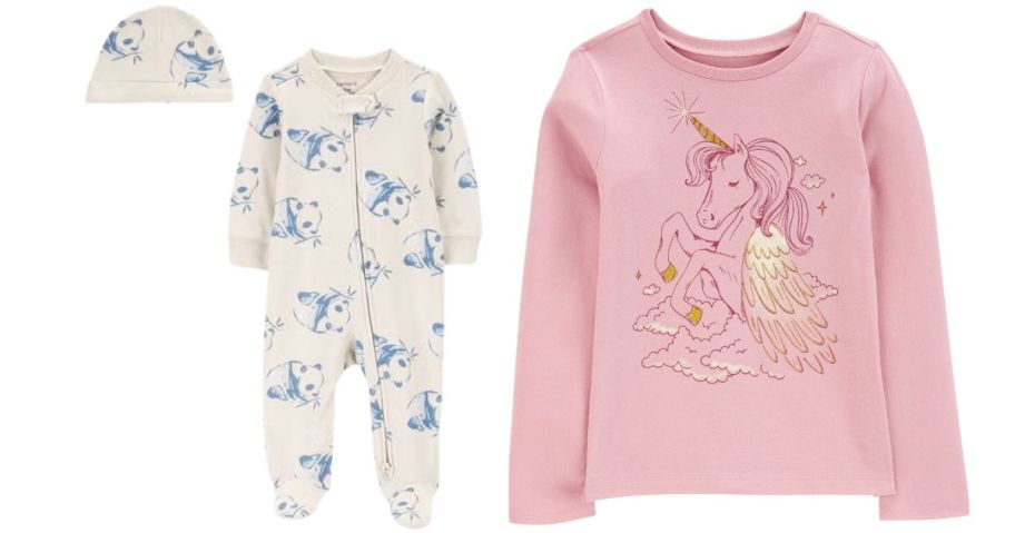 an infant pajama set and a long-sleeved t-shirt 