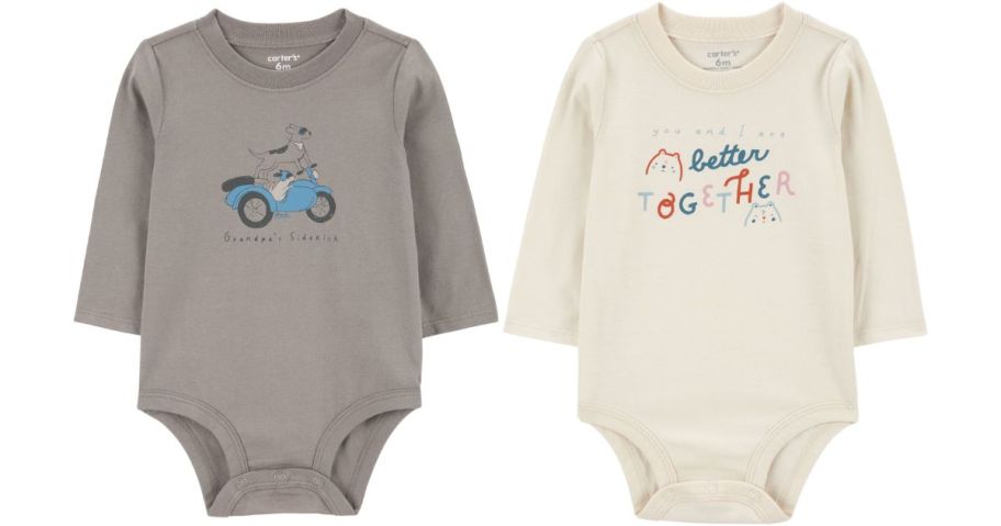 2 baby graphic bodysuits