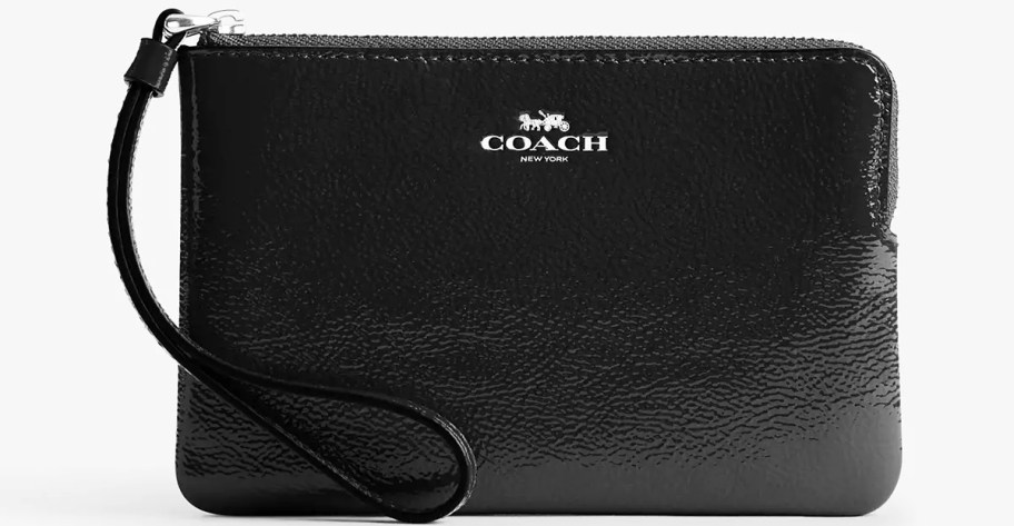 black leather coach wristlet