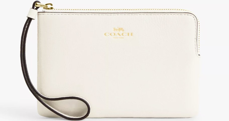white and gold coach wristlet