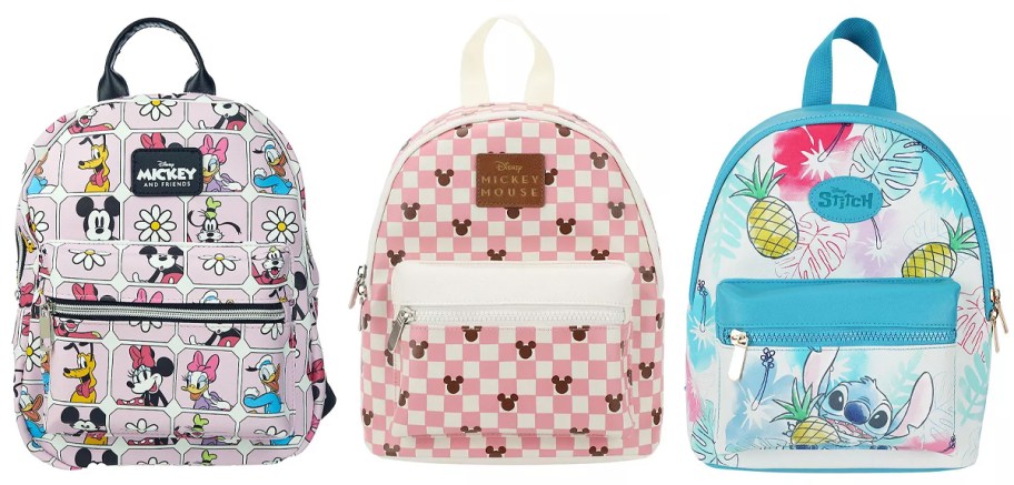 Disney's Mickey & Friends, Mickey Mouse Ears Checkered, and Lilo & Stitch Mini Backpacks