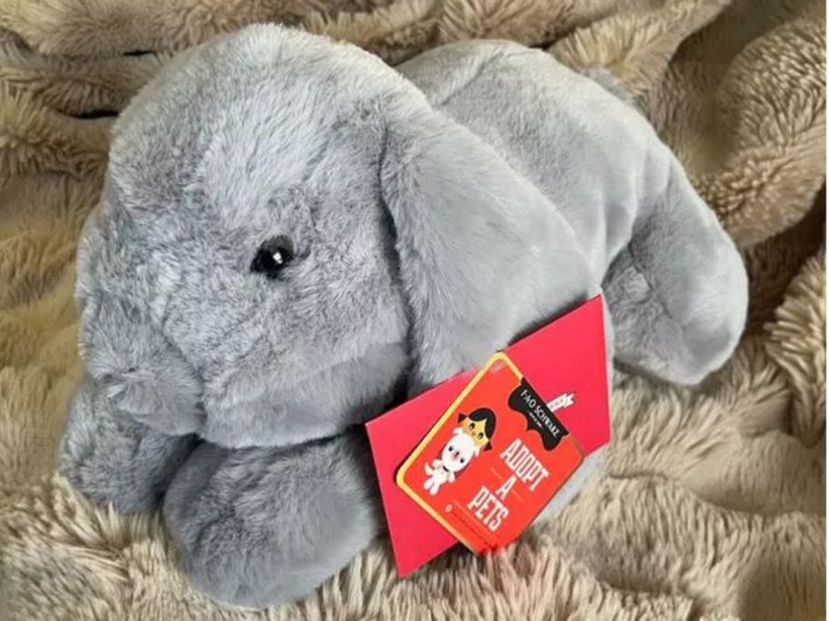 A grey plush bunny