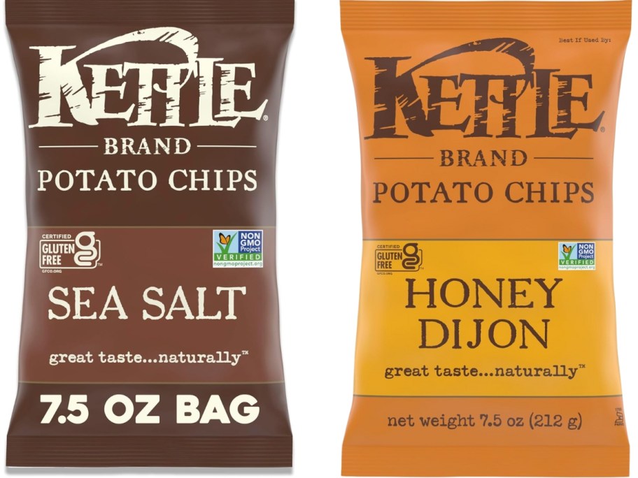 stock image of 2 Kettle Brand Chip bags