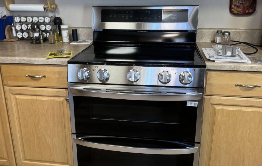 LG electric range in a kitchen
