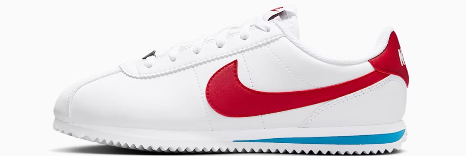 white and red nike sneaker
