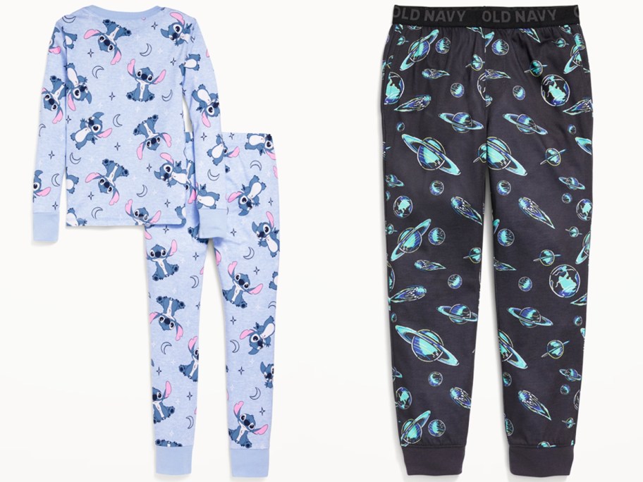 stitch pajama set and space print pajama pants