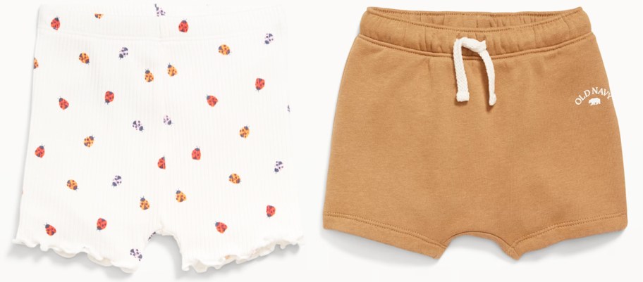 lady bug print and brown shorts