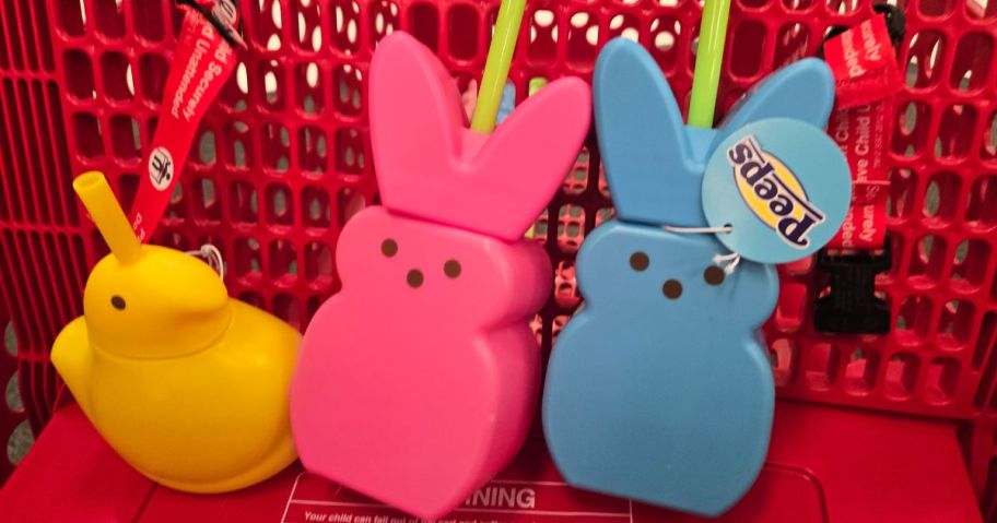 Peeps Water Bottles chick and two bunnies in a cart