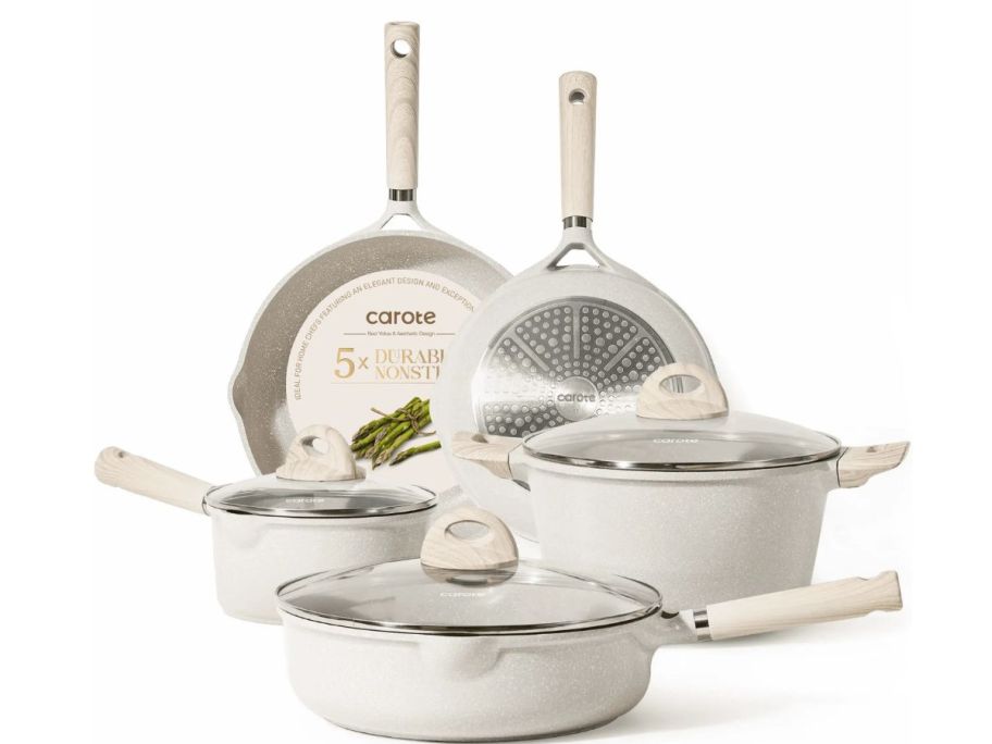 a beige Carote 8-Piece Nonstick Cookware Set stock image