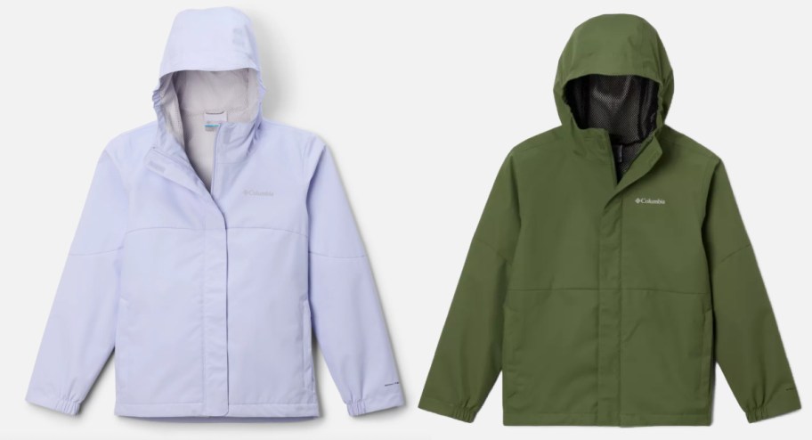 lilac and green kids hiking jackets
