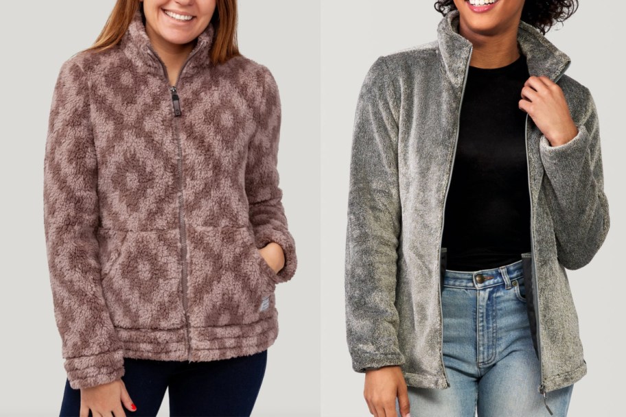 rose gold and silver fleece jackets