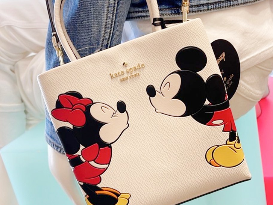 white minnie and mickey mouse tote bag 