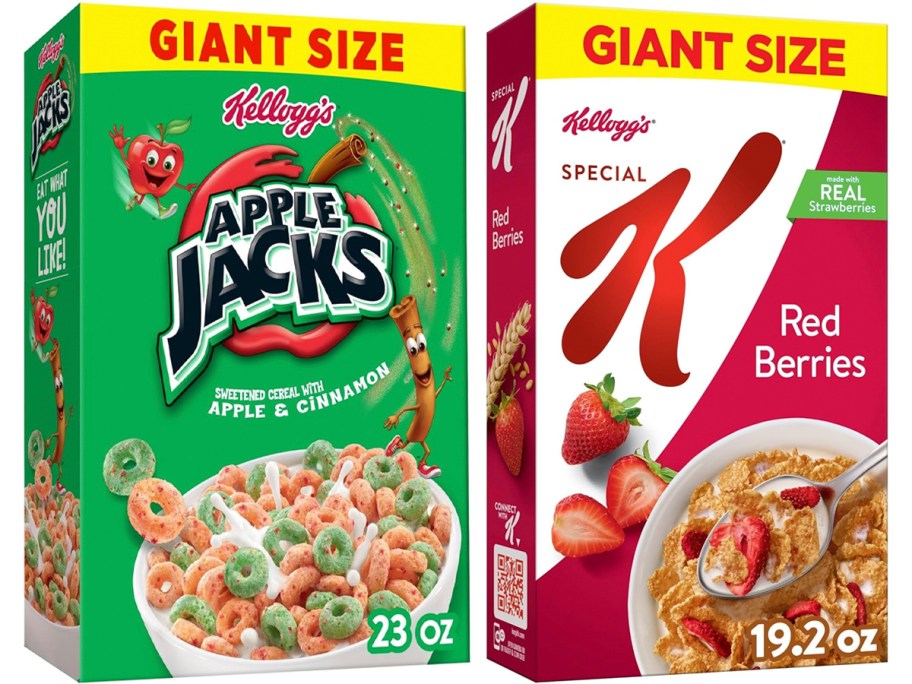 kellogg's apple jacks and special k cereal boxes 