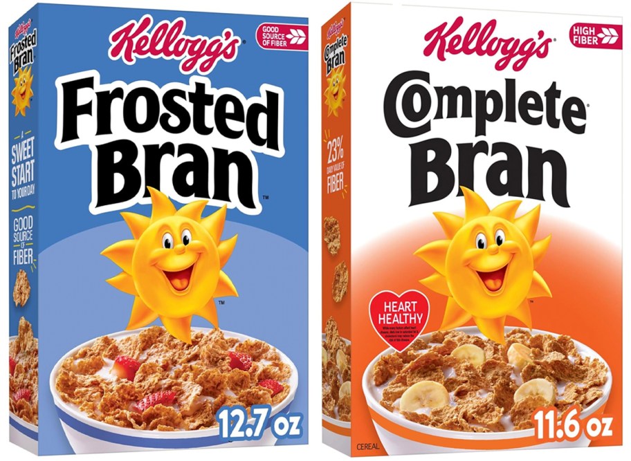 frosted and complete bran cereal boxes 