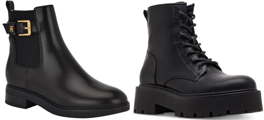 two pairs of black womens boots