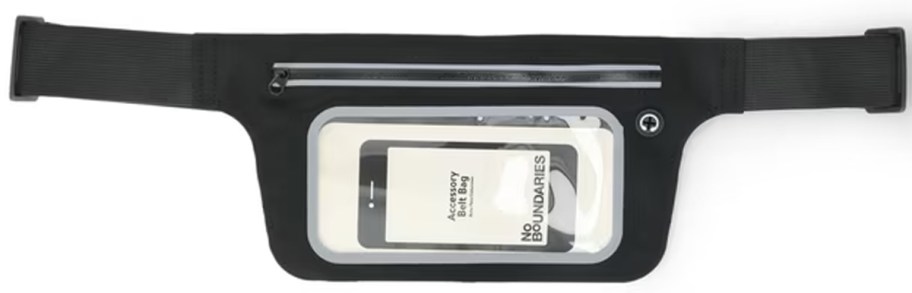 clear and black belt bag 