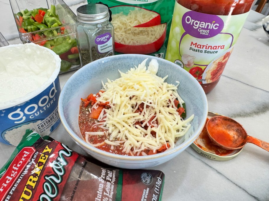 pizza cottage cheese bowl
