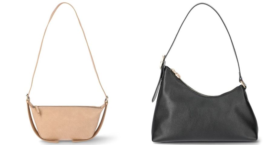 a beige and a black time and tru purse