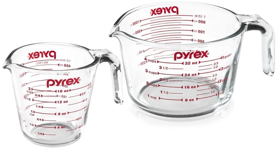 two glass meauring cups