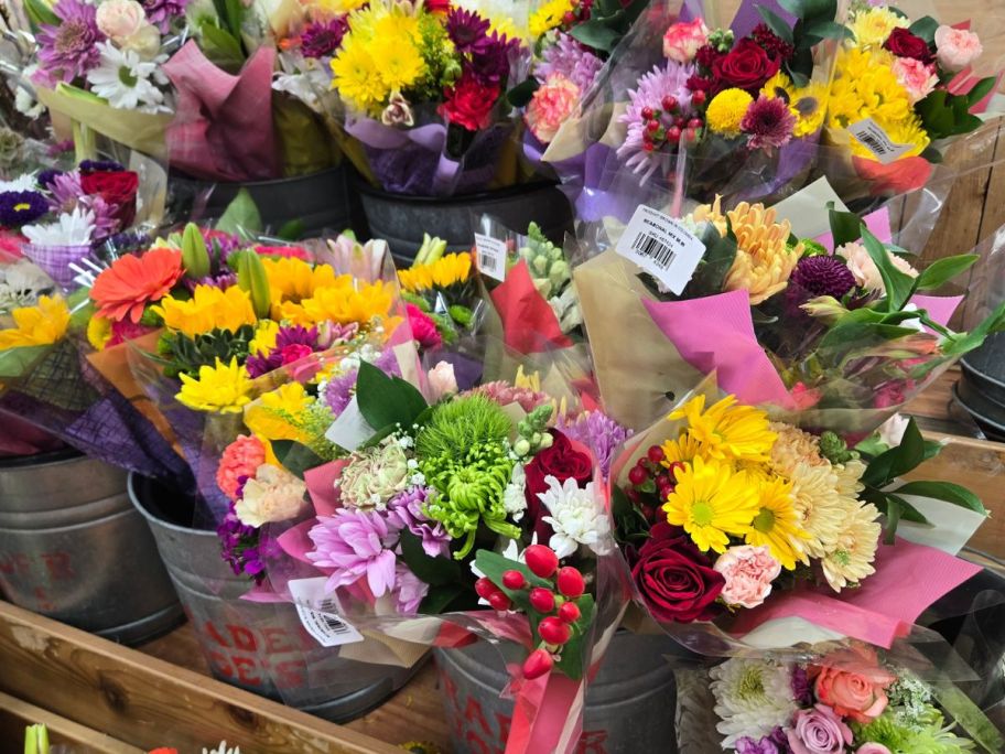 Seasonal Mix Bouquets on display in store