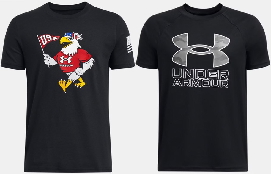 two black under armour shirts