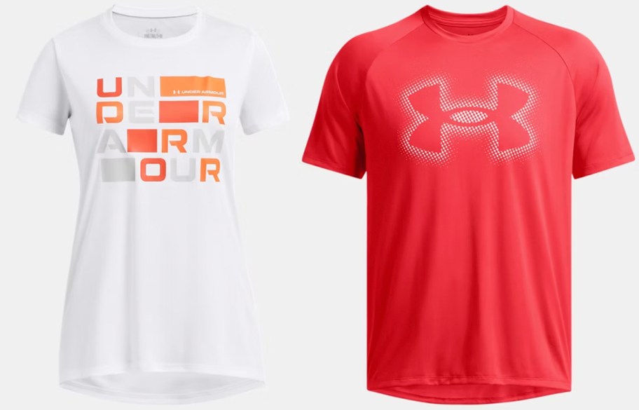 white and red under armour shirts 