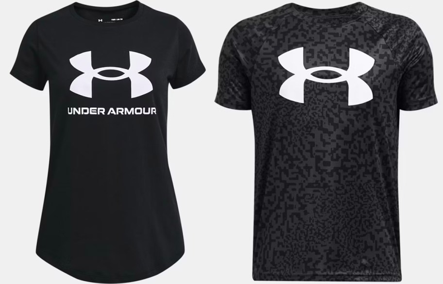 two black under armour shirts 