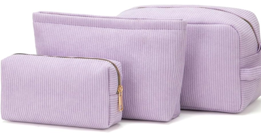 3 purple makeup bags