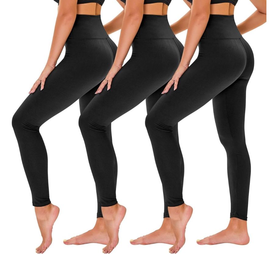 three womens wearing black leggings