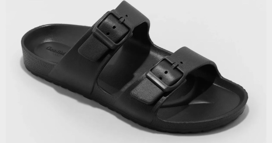 a men's double buckle black sandal