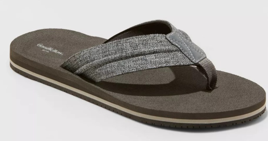a men's grey and black flip flop