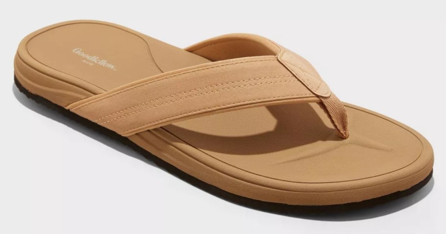 a men's tan color flip flop
