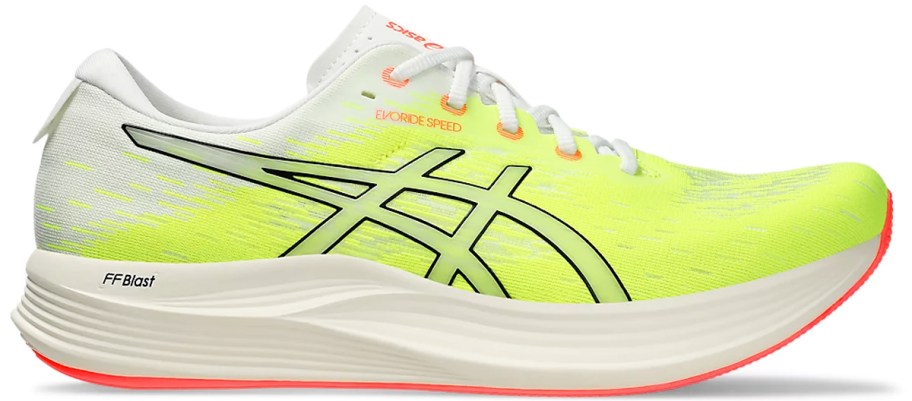 neon yellow running shoe