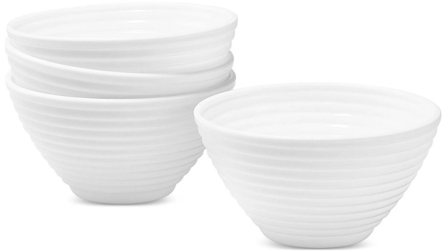 4 white cereal bowls