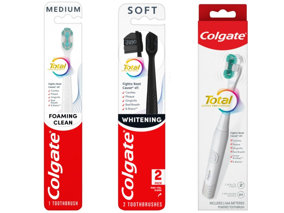 Three different toothbrushes