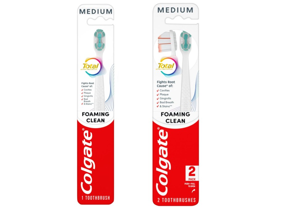 two images of Colgate-toothbrushes