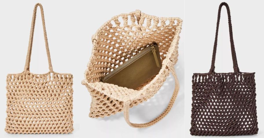 A crochet tote in two colors 