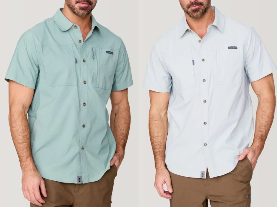 Stock Images of two men wearing Free Country Acadia Short Sleeve Shirts