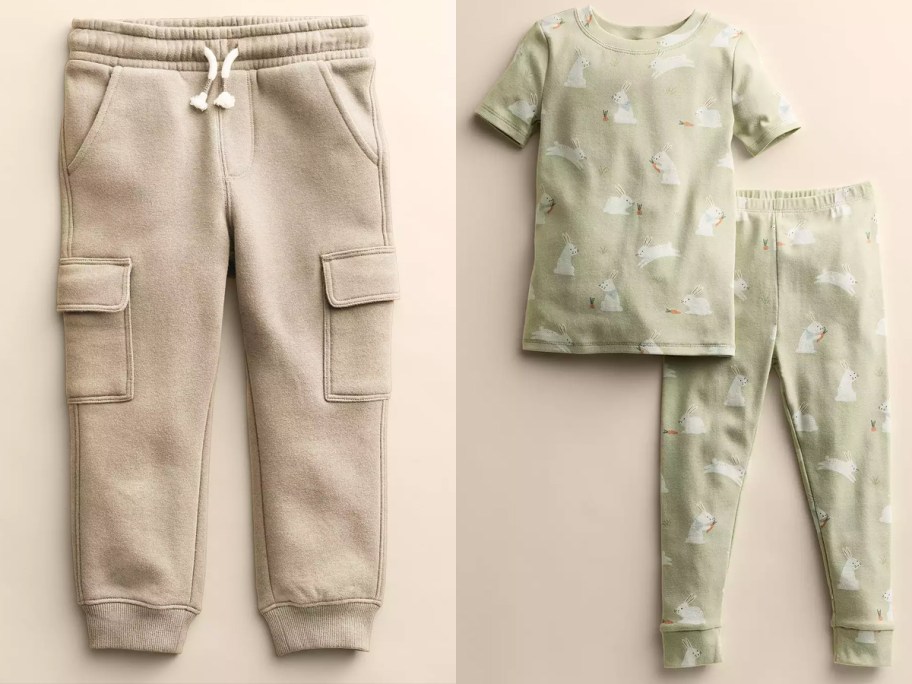 Little Co. by Lauren Conrad Baby & Toddler Cargo Fleece Joggers and Short-Sleeve Two Piece Tight Fit Pajamas