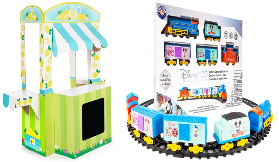 lemonade stand and mickey train set