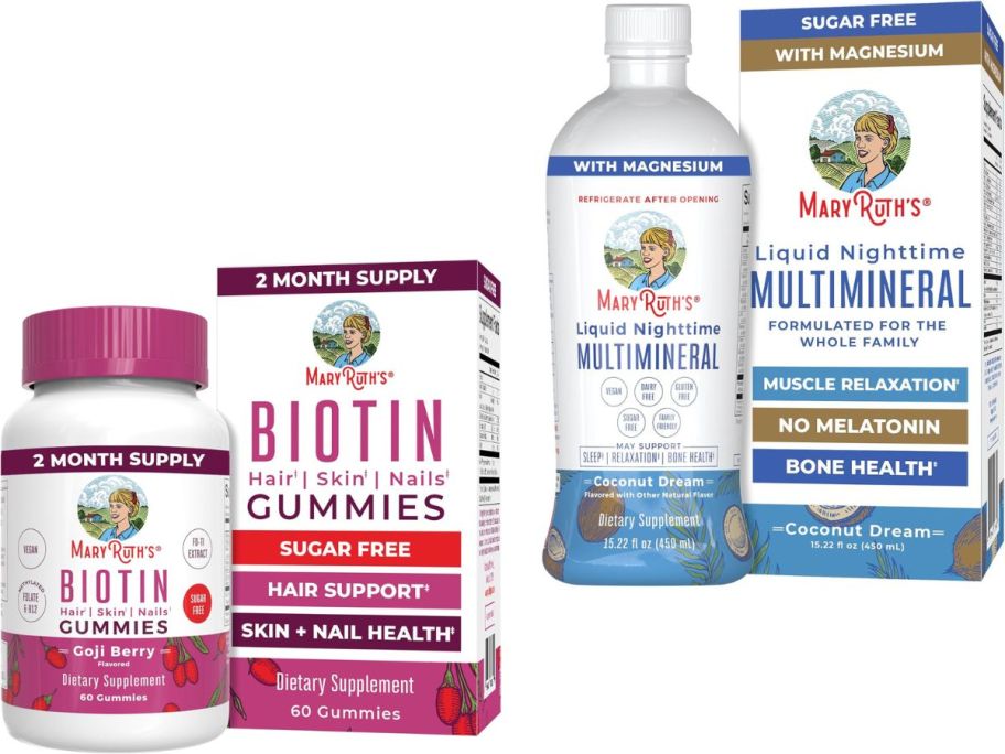 Stock images of two MaryRuth's Organics Supplements 