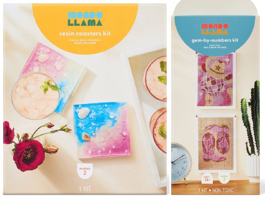 Mondo llama resin coster kit and cowgirl art kit from Target