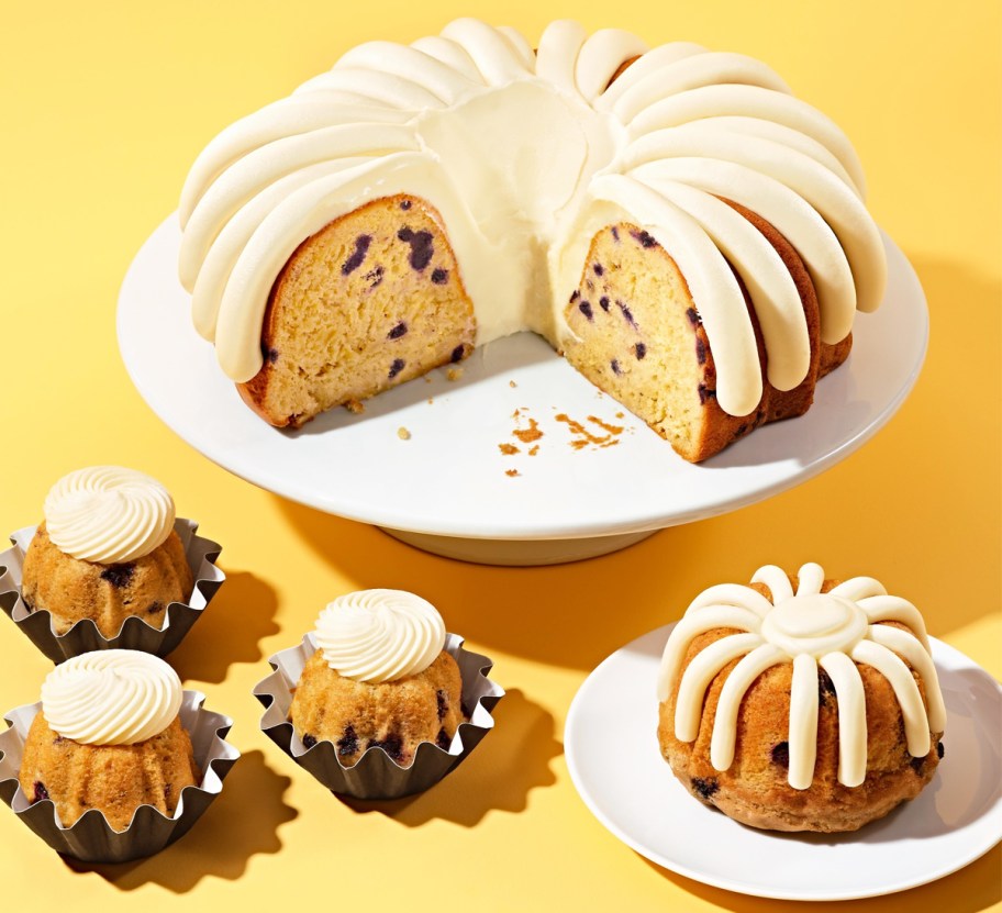 lemon blueberry cakes with frosting