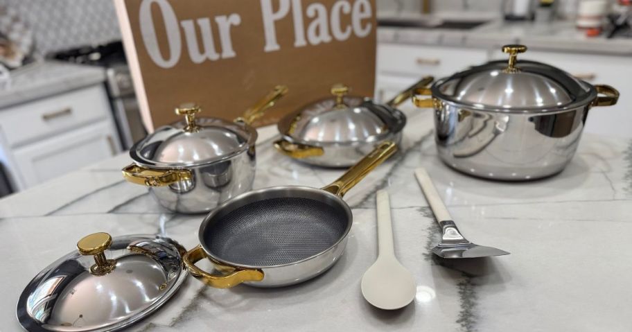 A 12-Piece cooking set on a counter