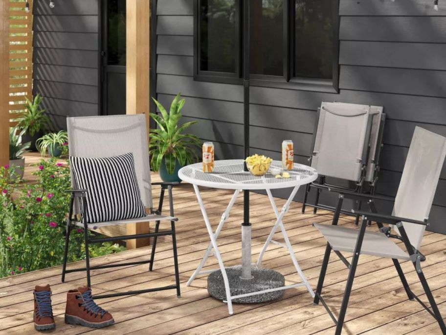 Room Essentials Sling Patio Dining Folding Chairs on patio