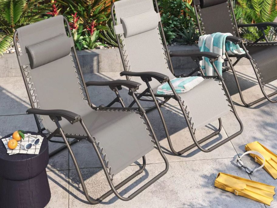 Room Essentials Zero Gravity Loungers on patio